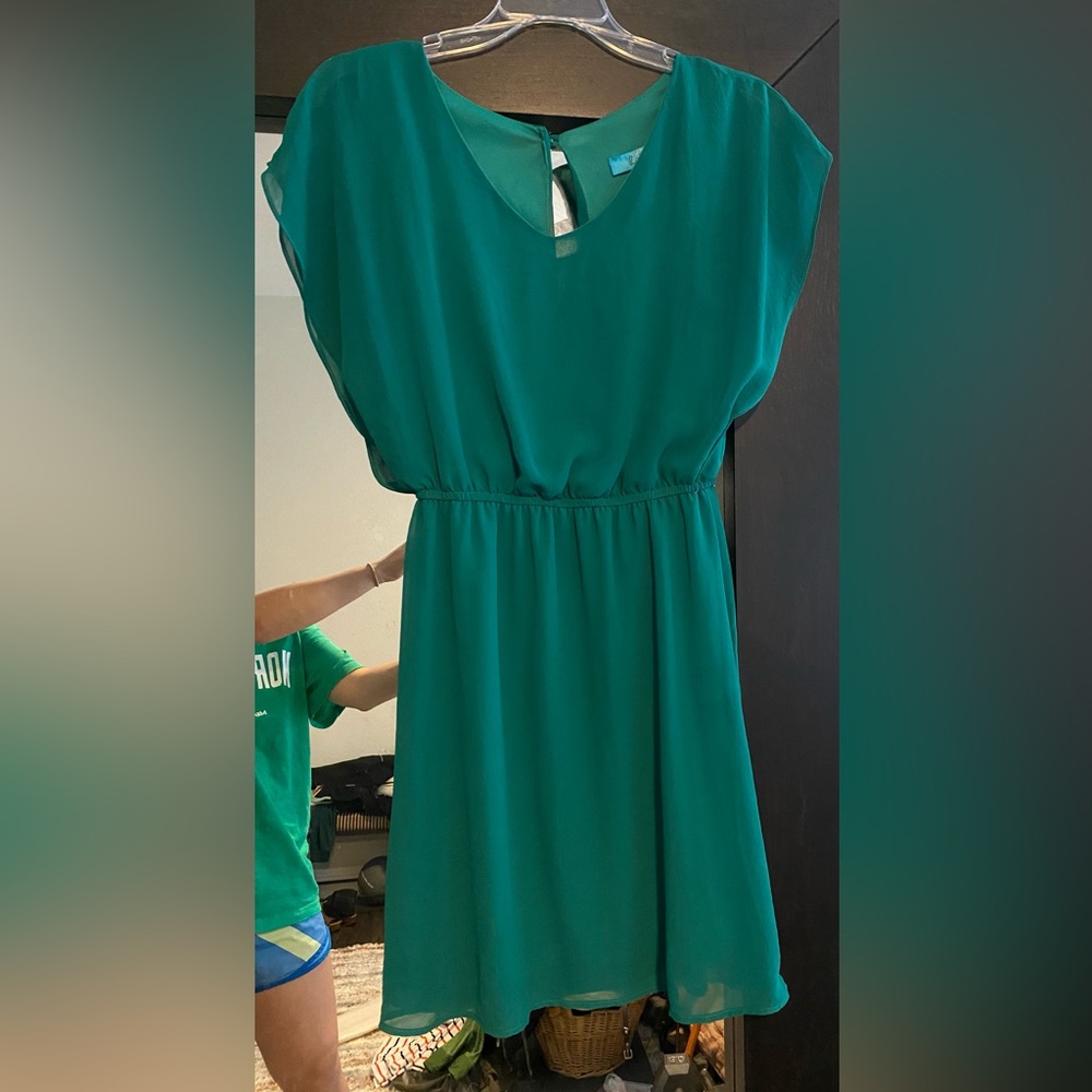 Emerald green chiffon dress